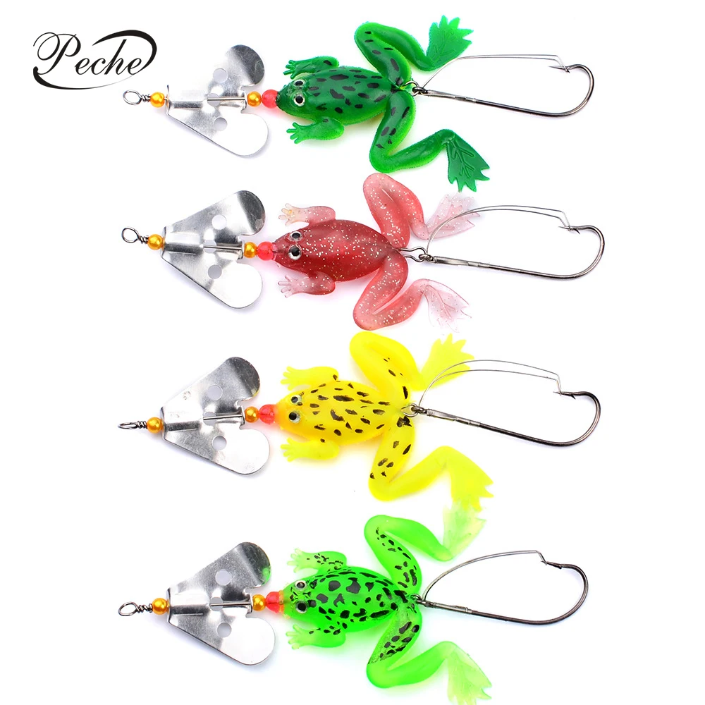 

Peche 4pcs/set Frogs Shads Soft Baits Fishing Lures Wobblers Rubber Spinner Spoon CrankBait Carp Fishing Artificial Baits Pesca