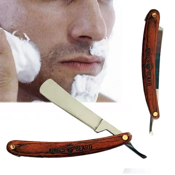 

LAOCCCROSS Stainless Steel Straight Edge Folding Shaver Knife Barber Razor Wooden Handle Facial Men Beard Care