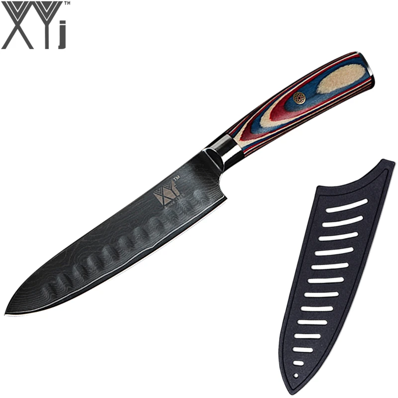 

XYj Damascus Knife VG10 6 inch Chef Kitchen Knives Color Wood Handle Damascus Steel Knife Handmade Sharp Blade Damascus Knife