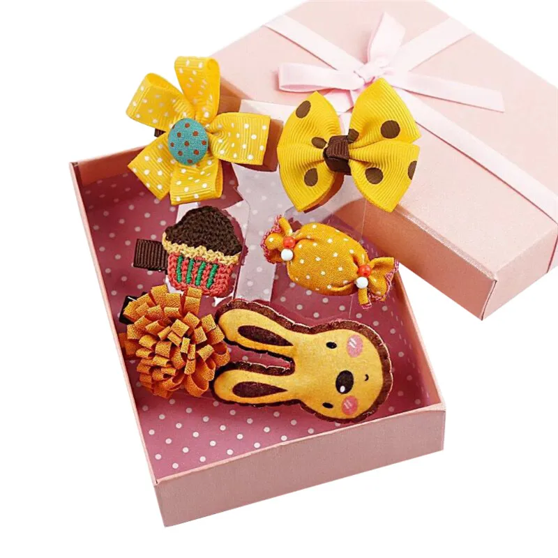 

2019 6 Piece Set / Girl Cartoon Bow Hair Clip Set Headwear Children Cute Flower Hair Clip Children's Headdress Gift Beauty New