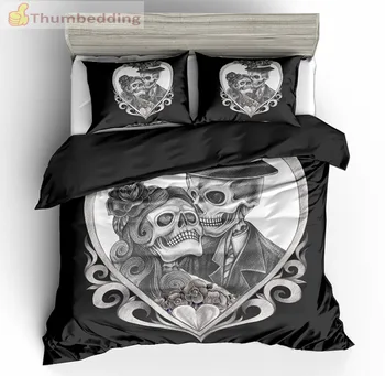 

Thumbedding Dropship White Love Shape Skull Bedding Set Twin Full Queen King Size Innovative Unique Designed 3D Duvet Cover Set