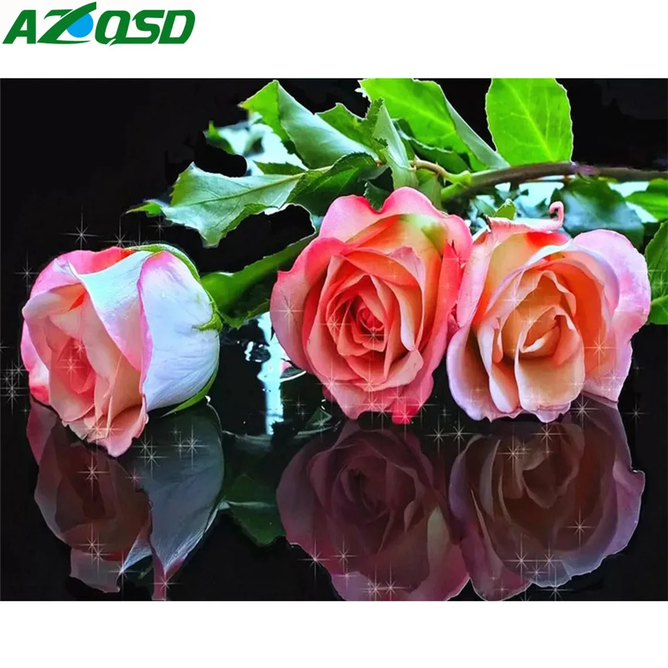

AZQSD New Diamond Embroidery 2019 Diamond Painting Rose Cross Stitch Needlework Full Square Craft Kit Home Decor Crystal Mosaic
