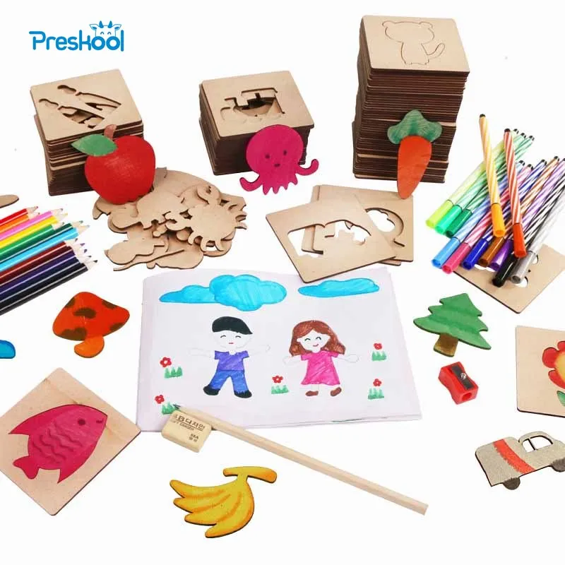 Preskool детская игрушка для детей DIY шаблон рисования забавная граффити раскраска