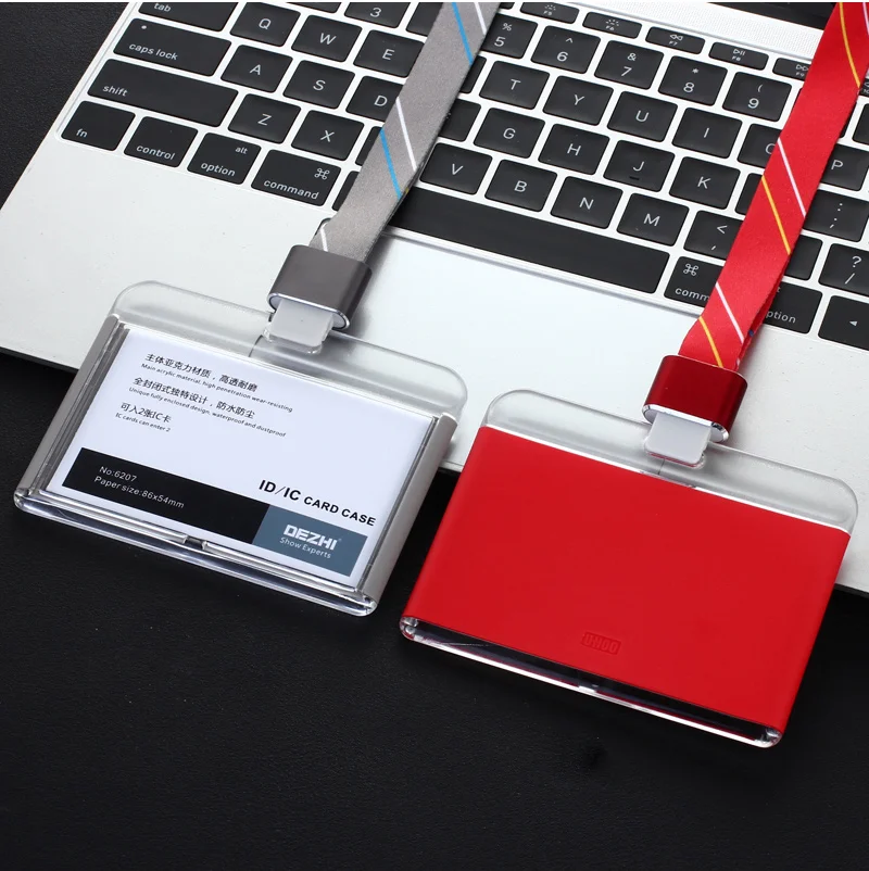 

Horizontal Style Transparent Bank Credit Card Badge Holders,Bus Card ID card With Acrylic material+Polyester Lanyard