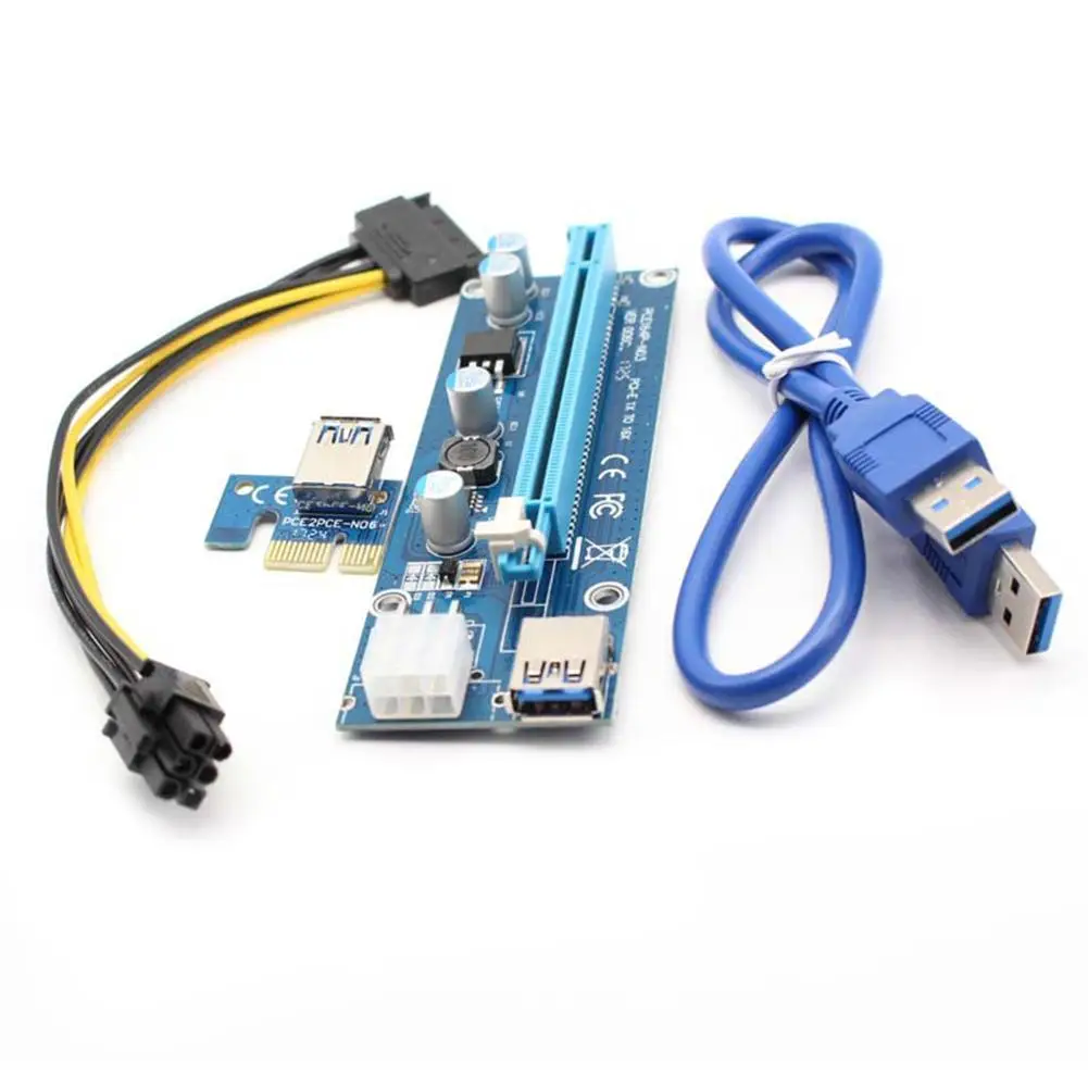 Новое поступление 006c USB 3 0 PCI-E 1X к 10X расширитель Адаптерная плата с 6Pin кабель