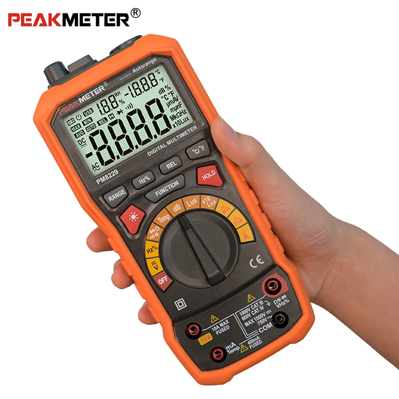 PEAKMETER PM8229 автоматический ручной Диапазон Цифровой мультиметр с TRMS 1000V