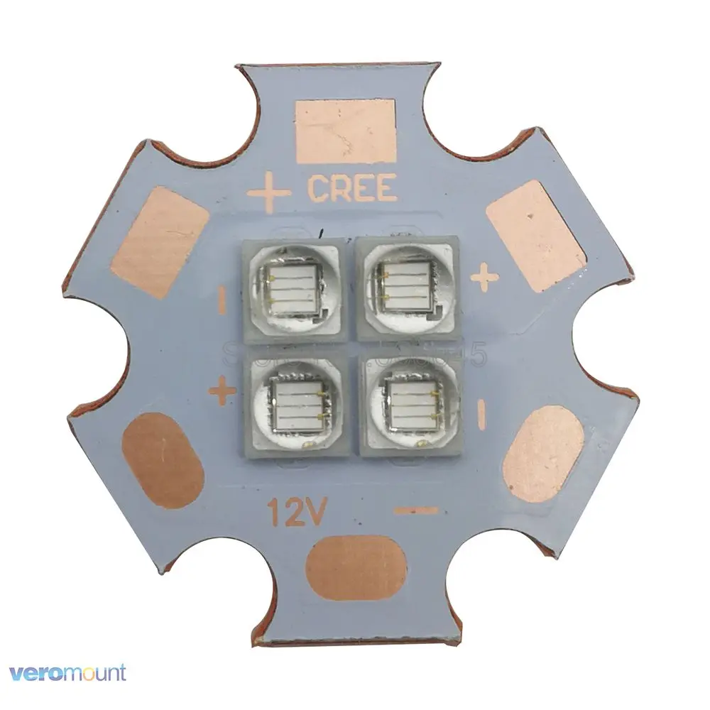 Ультрафиолетовый светодиодный излучатель Everlight 4 чипа 12 Вт 365 нм 380 395 420 да s 20 мм
