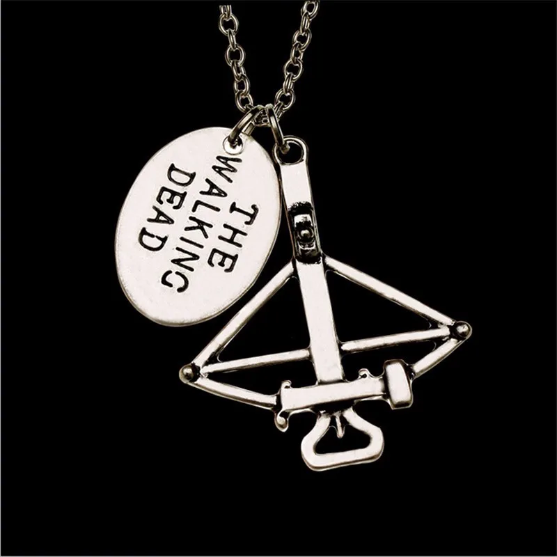 The Walking Dead Daryl Jewelry Alloy Crossbow And Tag Charm Pendant Necklace