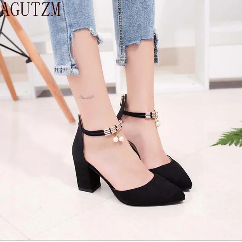

AGUTZM 2018 Summer Women Shoes Pointed Toe Pumps Dress Shoes High Heels Boat Shoes Wedding Shoes tenis feminino Side with V31