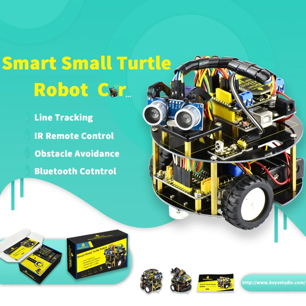 En Ligne Keyestudio smart petit Robot tortue de voiture voiture Intelligente pour Arduino Robot L éducation Programmation + manuel + PDF (en ligne) + 7 projets + Vidéo