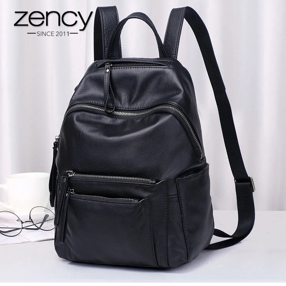 Zency 100% جلد طبيعي أزياء النساء على ظهره عالية الجودة اليومية عطلة حقيبة كبيرة قدرة السفر حقيبة الفتيات المدرسية