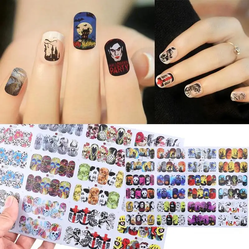 

Christmas Nail Stickers Water Transfer Sticker Nail Art Full Foils Wraps for water decals Halloween Gift 3D DIY Kids Decals