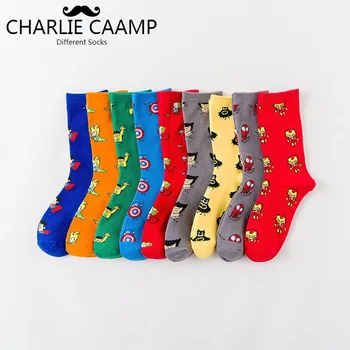 

5Pieces/lot Women Socks Autumn Winter New Movie Characters Avengers Couples Harajuku Casual Men Women Trend Cotton Sock S309