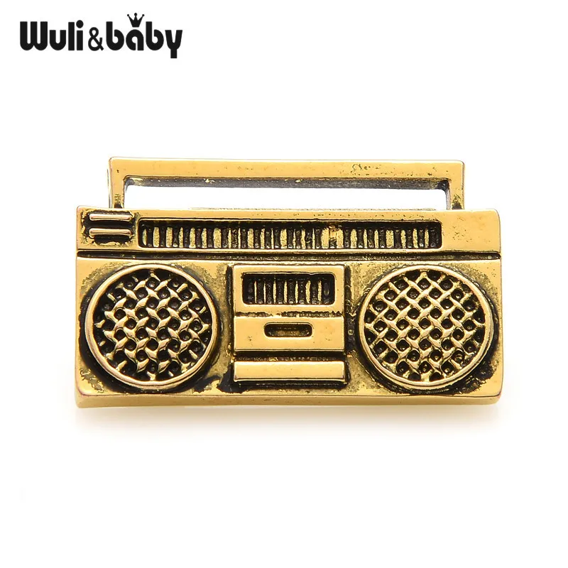 

Wuli&baby Vintage Retro Radio Recorder Brooch Pins Women Costumes Music Pins 2019 Brand Designer Jewelry