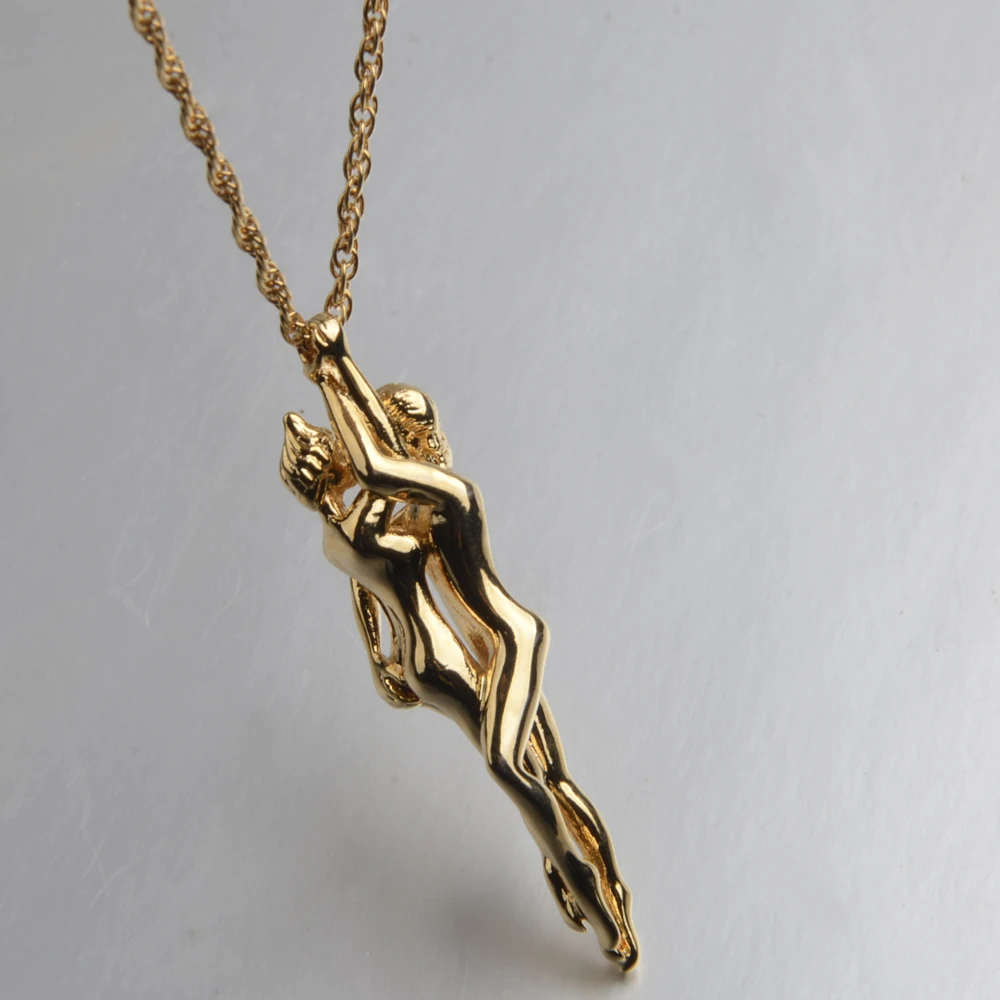 

Valentine's Day Gift Gold Color Lovers Body Embrace Pendant Necklace For Women