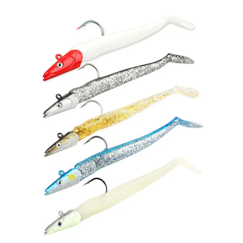 5pcs Lead Head Jigs Soft Fishing Lures with Hook Sinking Swimbaits for