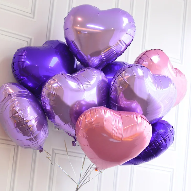 5 шт. 18 дюймов романтические жемчужные фиолетовые розовые фольгированные гелиевые шары в форме сердца для свадьбы I Love You Globos вечерние шары чистого цвета