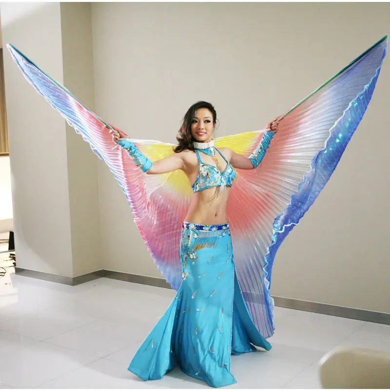 Belly Dance Wings Children Adult Bellydance Costumes Oriental Design Colorful Dancing Wings for Kids Girls Women with Sticks