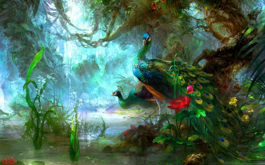 

peacock rain forest river photography backgrounds High quality Computer print wedding photo backdrop