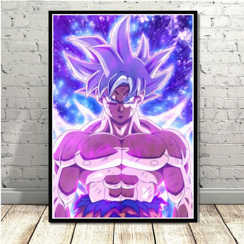 Горячий Dragon Ball Z Super Goku Ultra Instinct masted аниме плакат и печатная графика настенная художественная живопись картины для комнаты домашний декор - Цвет: Цвет: желтый