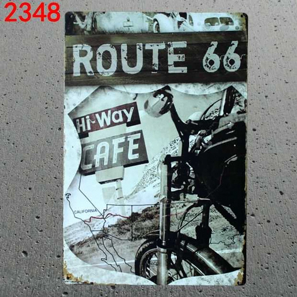 22 PCS Route 66 Series 20X30 CM Mix Items Retro Metal Painting Signs Wall Sticker Doorplate Iron Art Wall Decoration