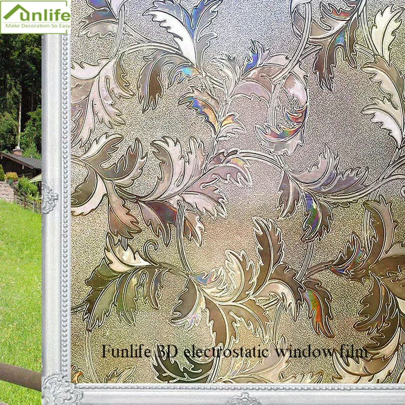 

Funlife width 30/45/60/75/90cm Frosted Static electricity Window Film Non-Adhesive Decorative Leaf Privacy Glass Film