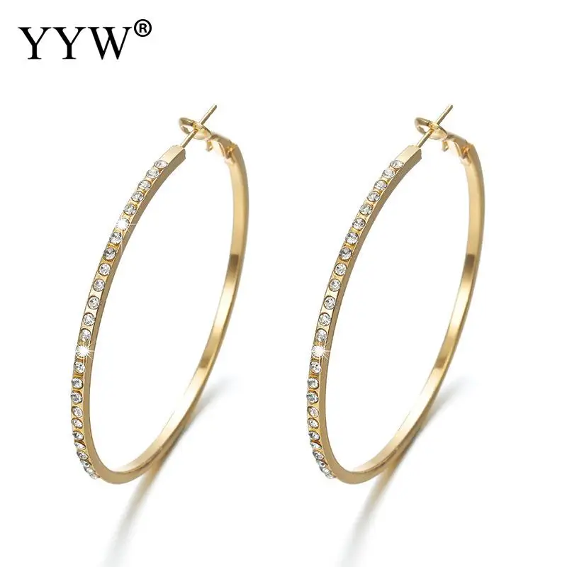 

Fashion Earrings With Rhinestone Circle Earrings Charming Earrings Big Circle Gold Color Hoop Earrings For Women Jewelry