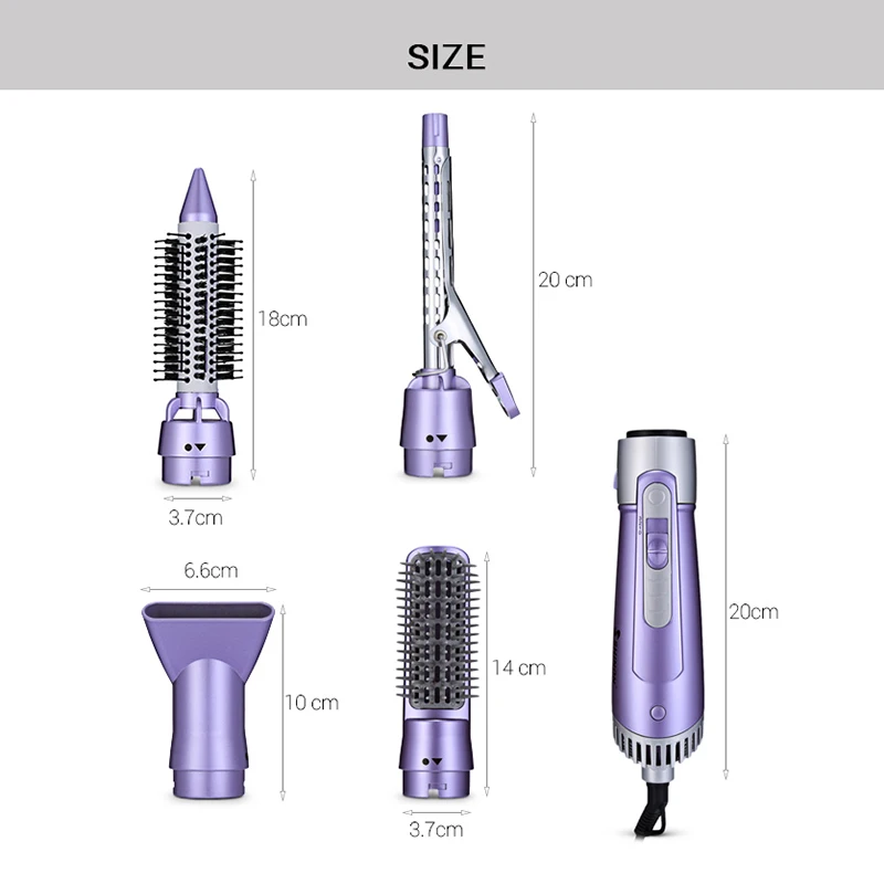 Набор инструментов для укладки волос SHINON, 5 в 1, электрический фен для завивки, щетка, расческа, штепсельная вилка европейского стандарта