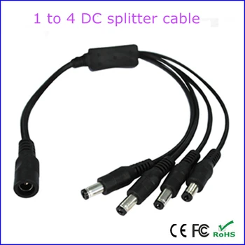 

5.5*2.1mm DC Power Splitter Cable 1 Female to 4 Male / 1 to 4 Cable for CCTV Camera LED Strip