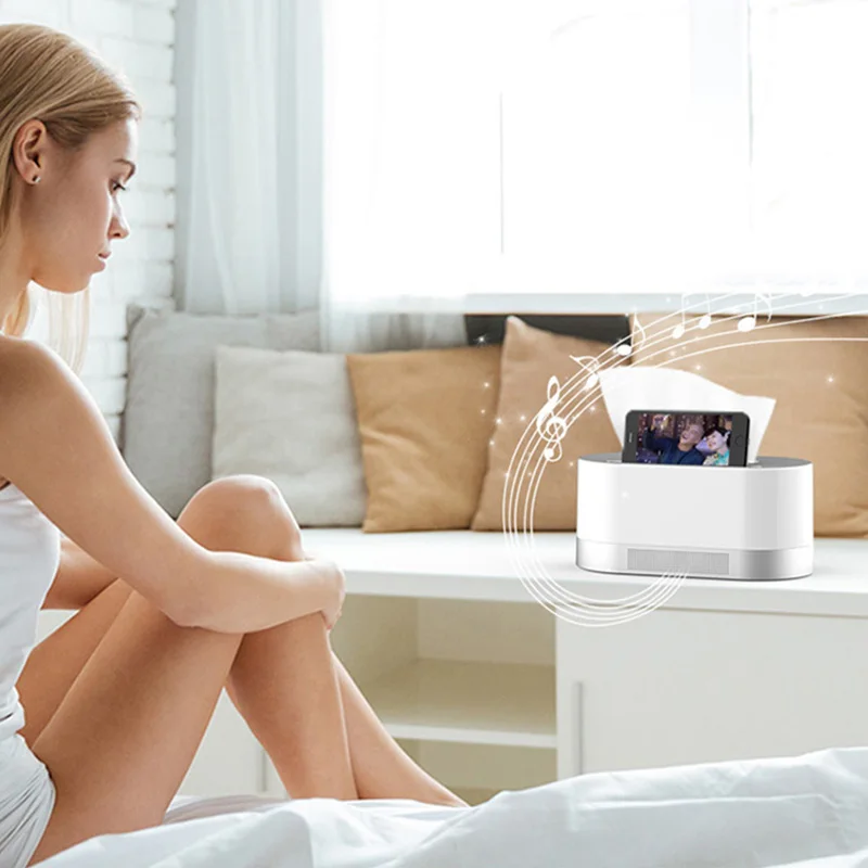 Tissue Box Wireless BT Speaker Stereo Music Soundbox Speaker With Phone Stand Function Support TF card U Disk Novelty Gift (15)