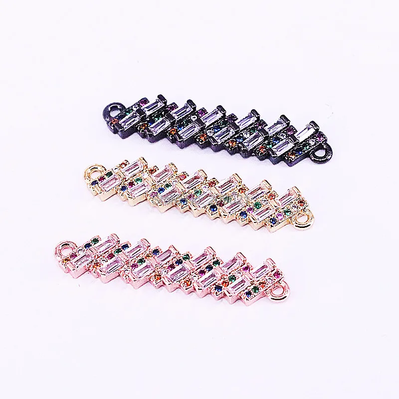 10 шт. Мода Micro Pave Блестящий Кристалл циркония Шарм Разъем браслеты, для женщин ювелирные изделия