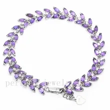 Натуральный настоящий браслет-цепочка с аметистом, серебро 925 пробы,, хорошее ювелирное изделие, 0.1ct* 58 шт, драгоценный камень# BL1811016001