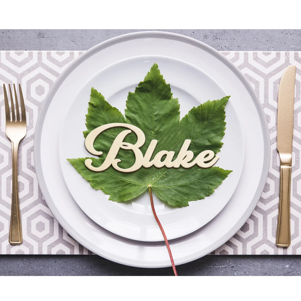 

10pcs Personalized Wooden Place Names Seating Plate Place Cards Wedding Signs Anniversaty Party Table Decorations
