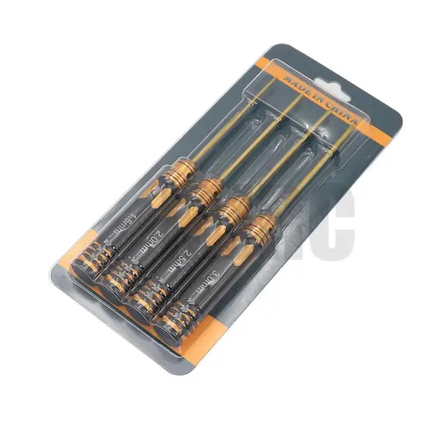 MJRC 4Pcs/set Titanium Plating 1.5/2/2.5/3mm Hexagon Screwdriver Screw Driver Tool Kit for RC Model Car Boat Airplane