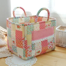 Square quilting fabric Multi color pastoral storage basket Basket of books