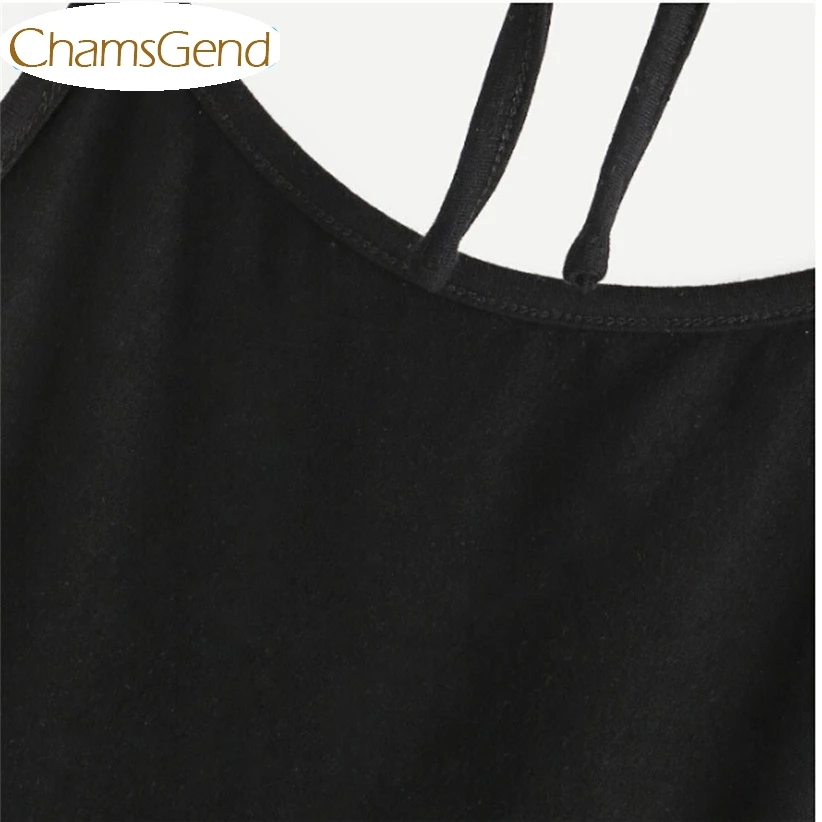 Chamsgend кактус печати черный короткий топ Лето Холтер Короткие топики для женщин Девушка 170607