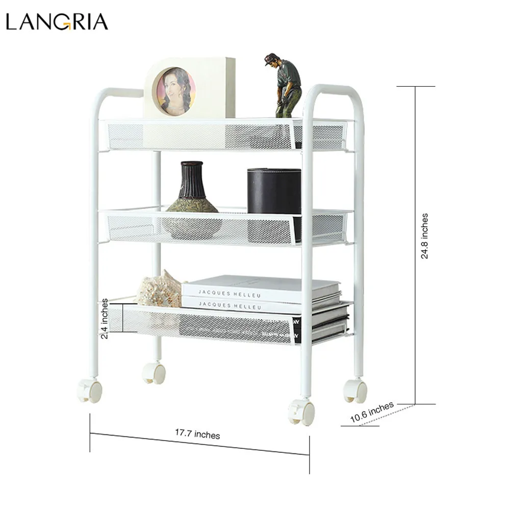 Langria 3 уровневая стойка для хранения металлическая сетка тележка полки ванной