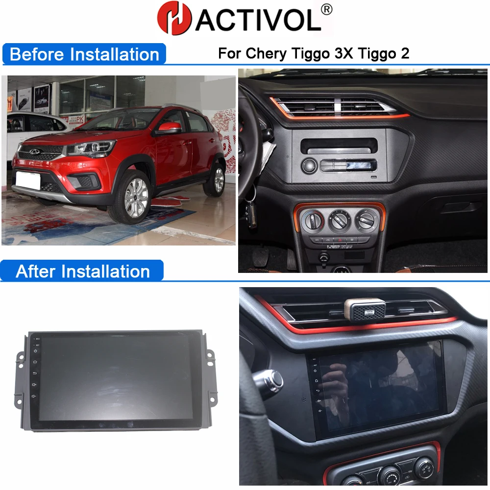 Excellent HACTIVOL 9" 1024*600 Quadcore android 8.1 car radio for 2016 Chery Tiggo 3 3X tiggo 2 car DVD player gps navi Wifi bluetooth,SWC 5
