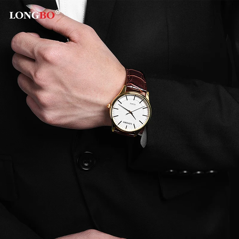 LONGBO Reloj Mujer Hombre модные парные часы роскошные кожаные мужские и женские