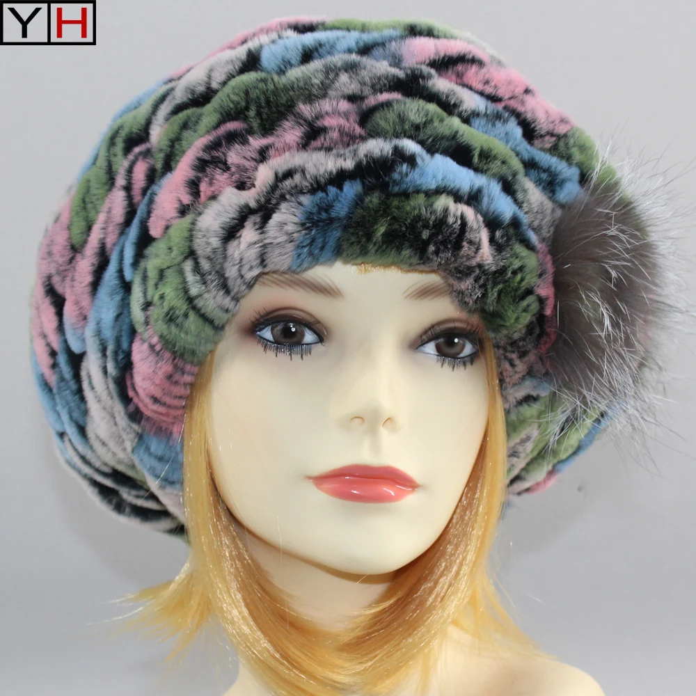 

Hot Sell Real Rex Rabbit Fur Hat 100% Natural Soft Real Rex Rabbit Fur Caps Lady Winter Warm Real Rex Rabbit fur Hats