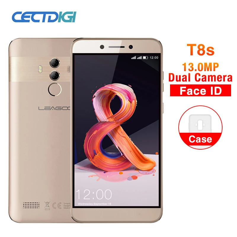 

LEAGOO T8s 5.5'' FHD Incell Mobile Phone Android 8.1 4GB 32GB MTK6750T Octa Core 3080mAh 13MP Dual Camera Face ID Smartphone