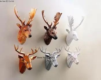 

furnishings gilt resin deer head hanging animal three-dimensional hanging living room bedroom photos wall decoration retro style