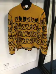 2018 Зима Новое поступление женские свитера с длинными рукавами и круглым вырезом выдалбливают сердце шерстяной свитер Бесплатная доставка