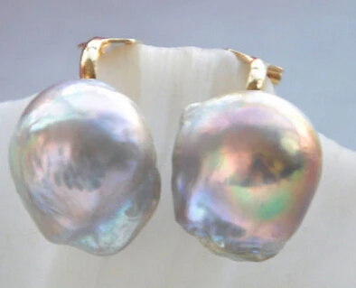 

Free Shipping 00334 ALMOST ROUND purple KESHI PEARL EARRING please choice buyer like metal 5 Style select
