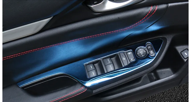 Window Lift Switch Button Cover Trim For Honda Civic 10th 2016 2017 2018 (14)