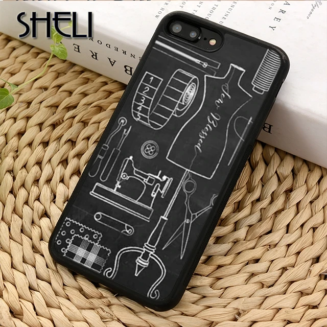 SHELI Sewing Machine Pattern Phone Case Cover For iPhone 6 6S 7 8 Plus