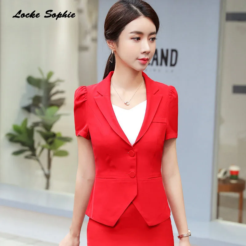 1pcs Women's Plus size short Blazers coats 2019 Summer cotton blend Splicing Small Suits jackets ladies Skinny Blazers Suits