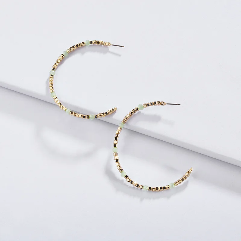 Бутик Модный аксессуар простой дизайн мини CCB 5,5 см большие серьги-кольца хрустальные бисерные серьги-обручи