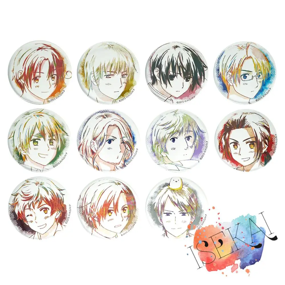 Axis Power – badge de dessin animé hitalia, Art Ver. Broches d'insigne italie, France, russie, Romano Prussia, royaume-uni, états-unis, allemagne, japon, chine