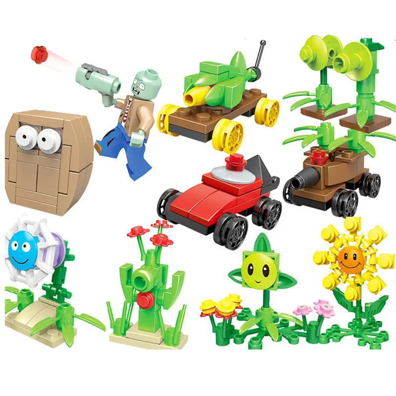 

10pcs/lot Plants vs. Zombies Game Figure Sunflower Zombie Model Building Blocks Bricks Toys for Children Compatible With Lego
